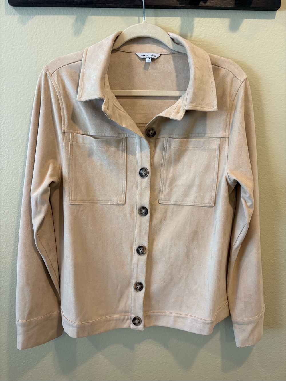 Naked Zebra Taupe Button-Up Faux Suede Jacket
